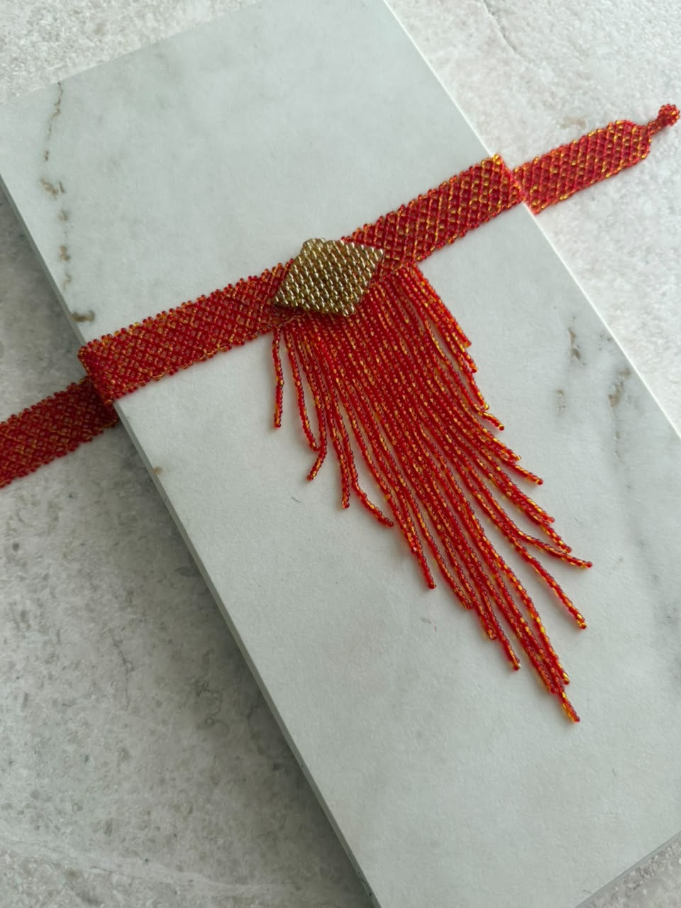 Choker de chaquira tiras con rombo