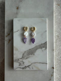 Aretes hoja espiga con perla