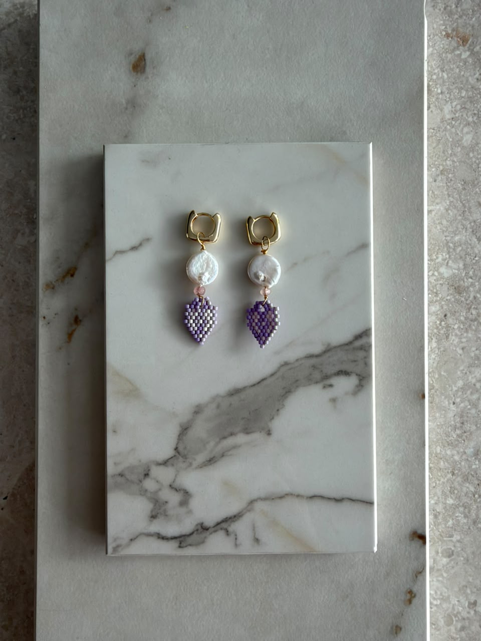 Aretes hoja espiga con perla