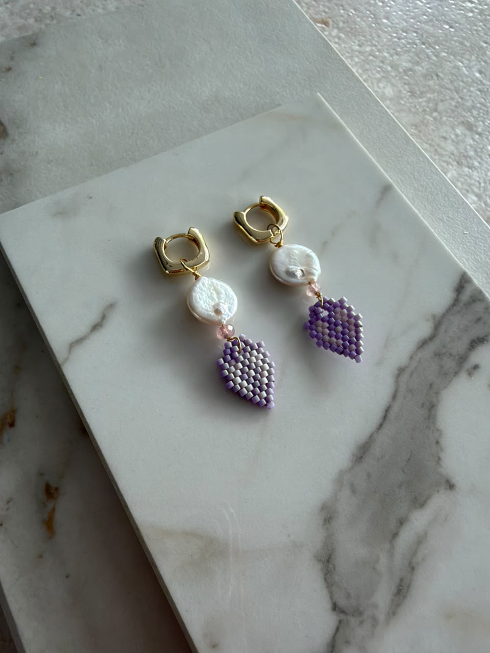Aretes hoja espiga con perla