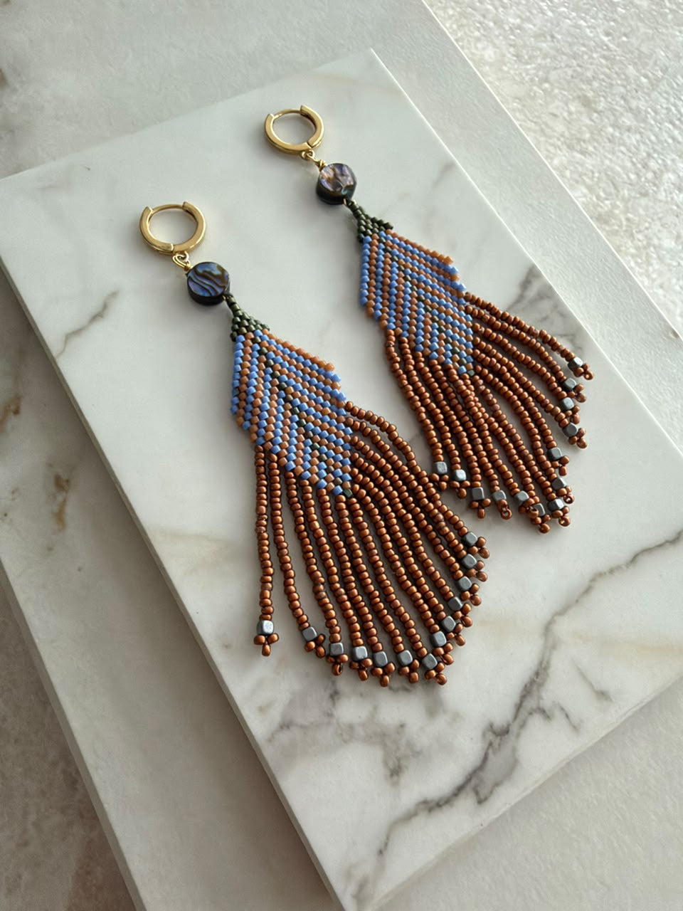 Aretes hoja espiga con tiras