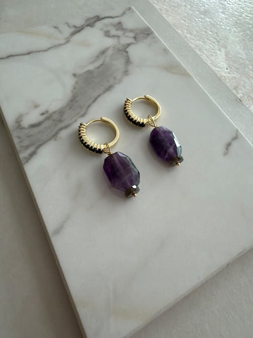 Aretes cuarzo amatista