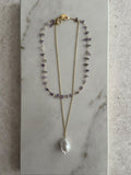 Collar doble cuarzos con perla barroca